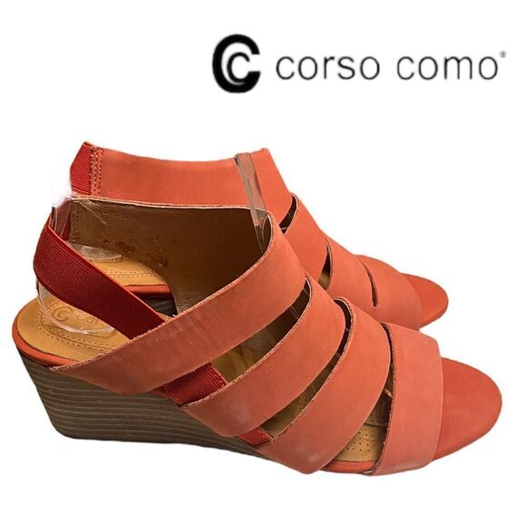 CC CORSO COMO Ontariss Hot Sauce Women's Wedge Sandals NEW 6.5 - Picture 1 of 6